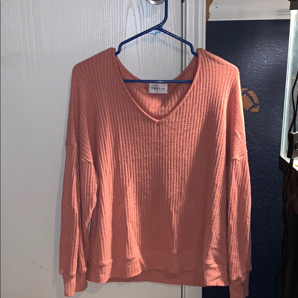 Wide sleeve v-neck top
